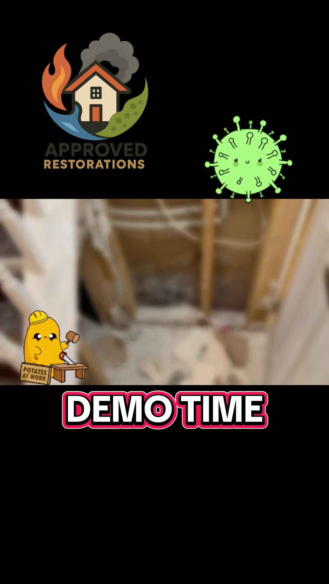 When water sat too long, allowing mold to colonize the drywall and insulation, our team moved quickly to strip out all affected materials, leaving only the bare studs and concrete block to ensure every trace of damage is removed before reconstruction.