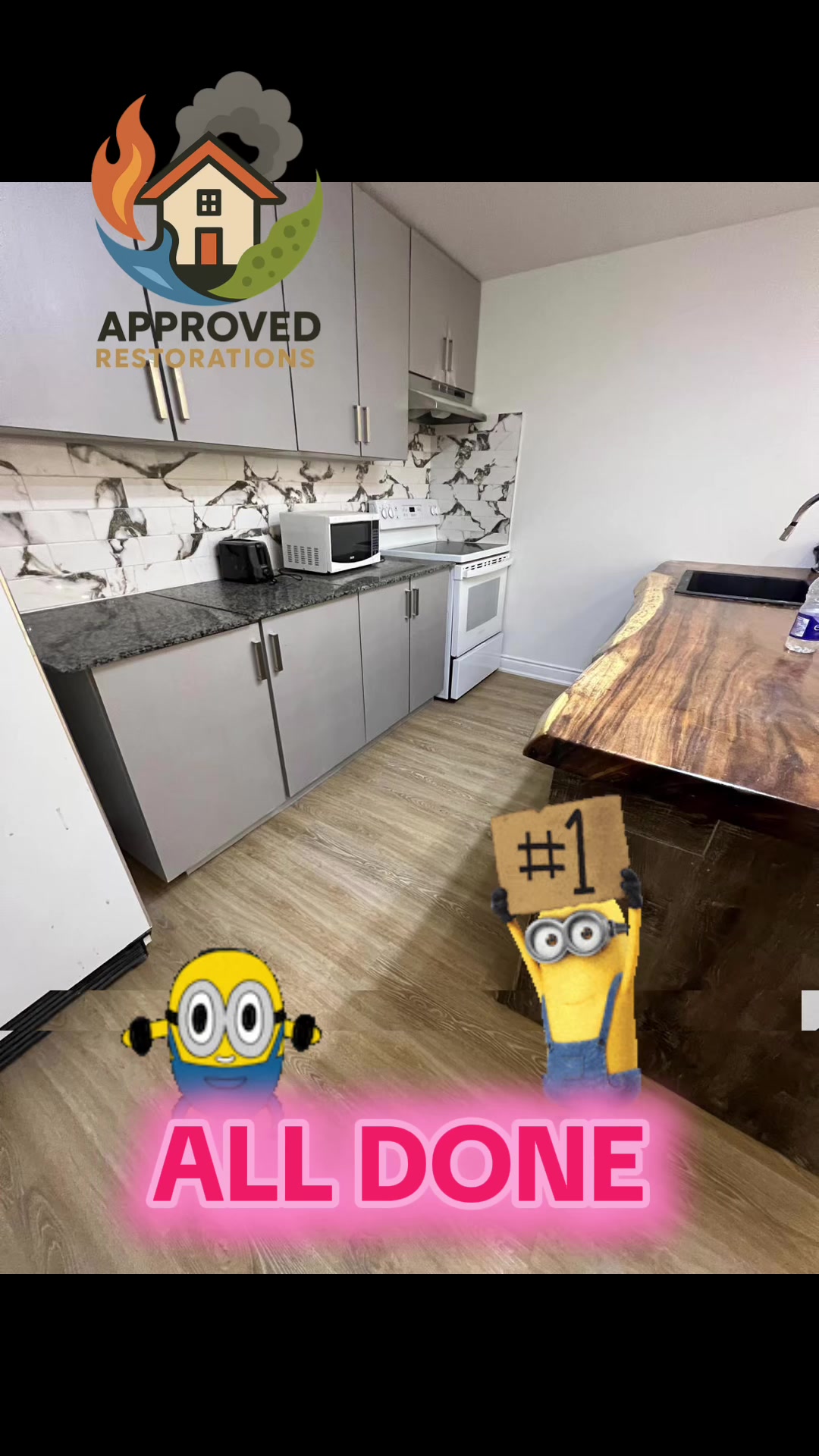 After water damage and remediation, our crew fully restored this basement, transforming it into a clean, new space with fresh finishes, ready for the homeowner to enjoy again.
