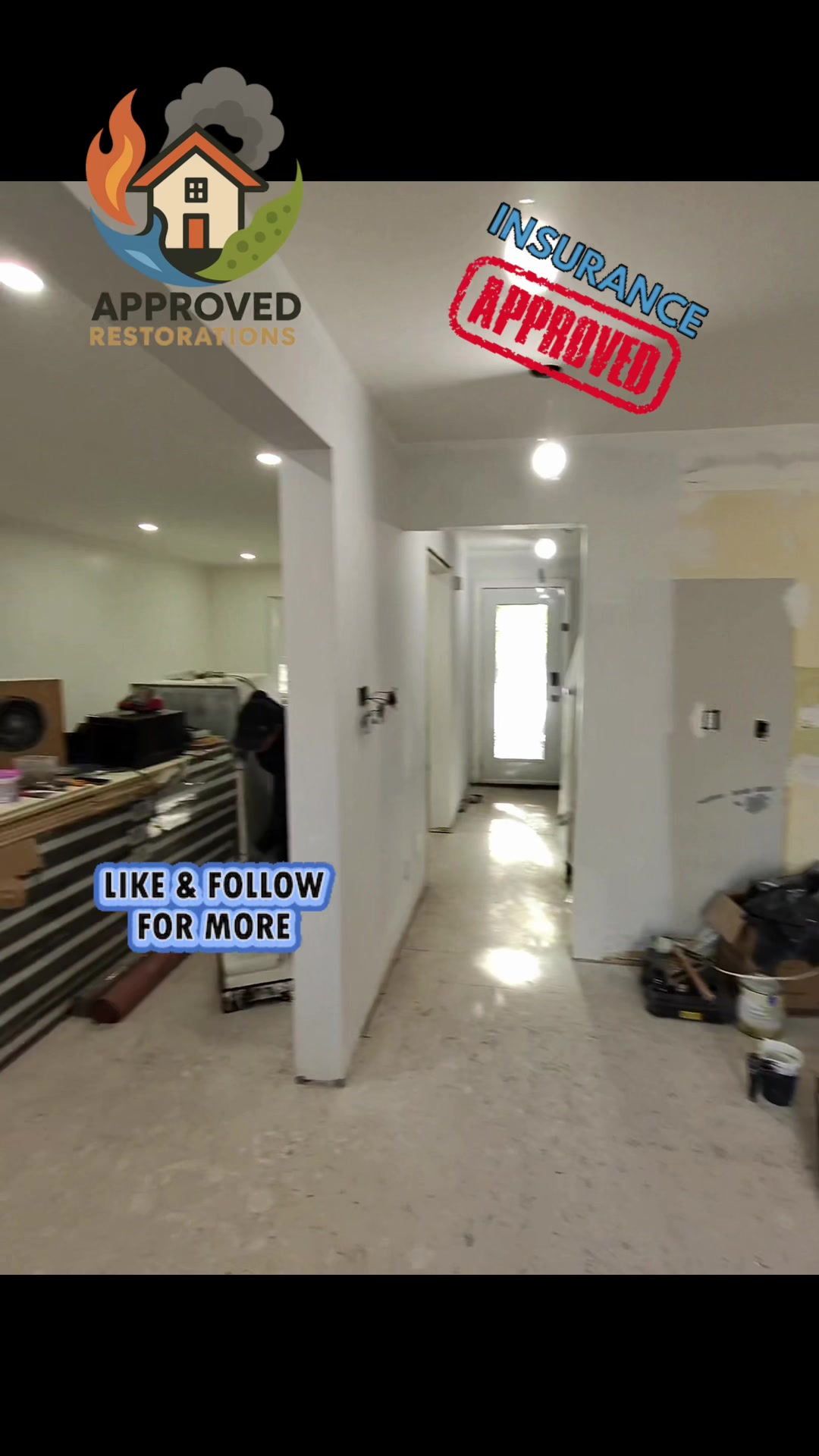 Turning a Vaughan water damage claim into a full-scale upgrade, our crew removed the old walls and bulkhead to open up the main floor, and we're now rolling fresh paint and prepping to extend the kitchen all the way out before laying down the newly delivered flooring.