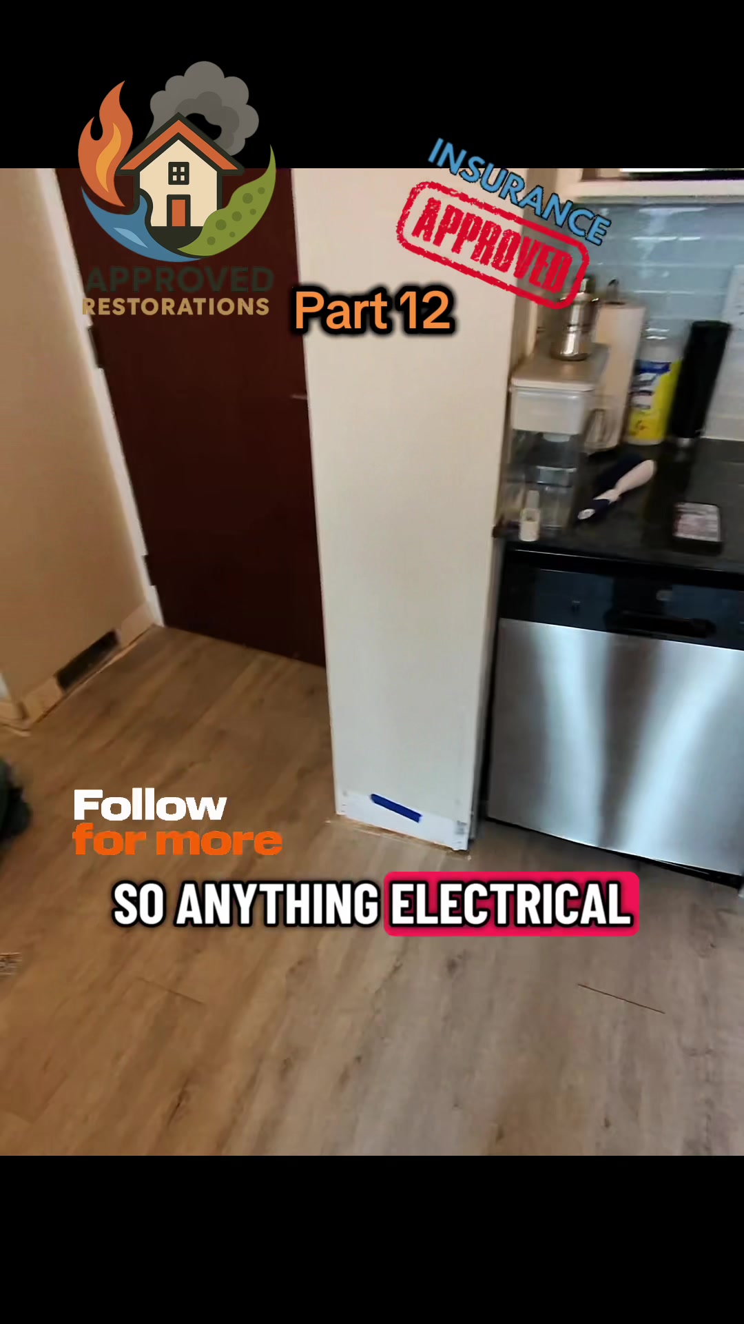 While our air movers dry out the floors of this flooded condo, our team is walking the homeowners through the insurance playbook, explaining how adjusters handle high-ticket electronics like their robot vacuum and advising them to photograph every expanding furniture base and soaked bedframe to ensure full reimbursement.