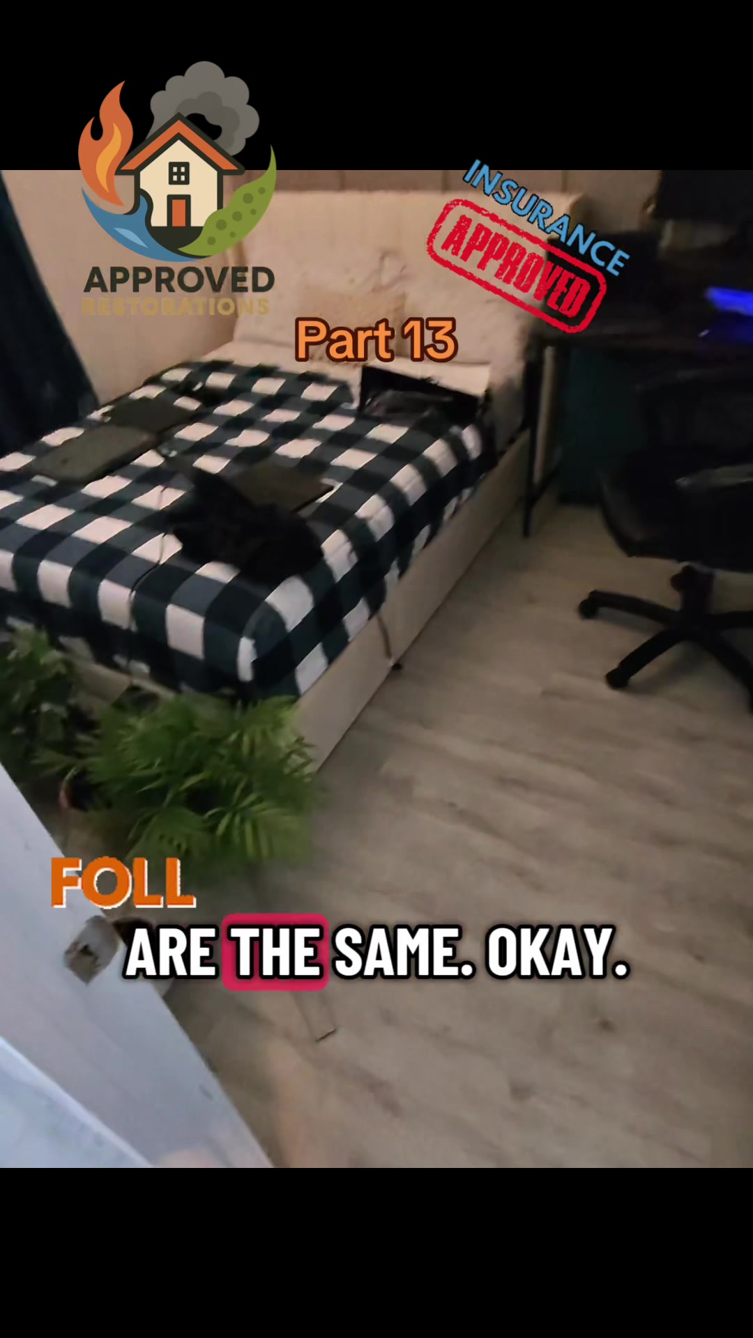 We're currently assessing a major flood in a Yorkdale condo, determining how much of the custom closet and bedroom floor can be salvaged versus what needs to be fully disassembled and replaced, especially where the water has seeped in and left a yellow stain.