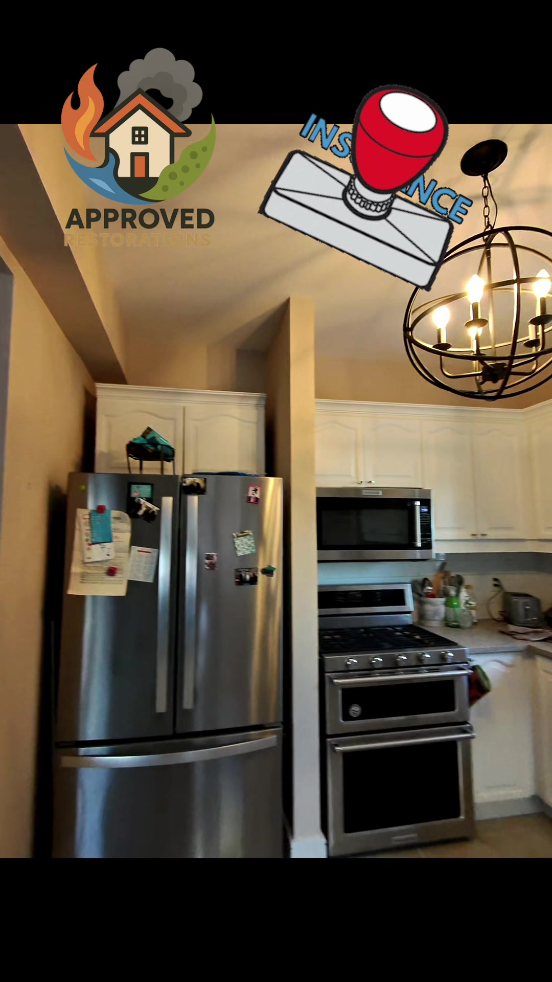Wrapping up a multi-level water damage claim in Newmarket, our team is walking through the finished product to ensure the home looks like the disaster never even happened, delivering a fully restored kitchen with pristine cabinetry before heading downstairs to check out the modernized basement washroom and its new glass shower.