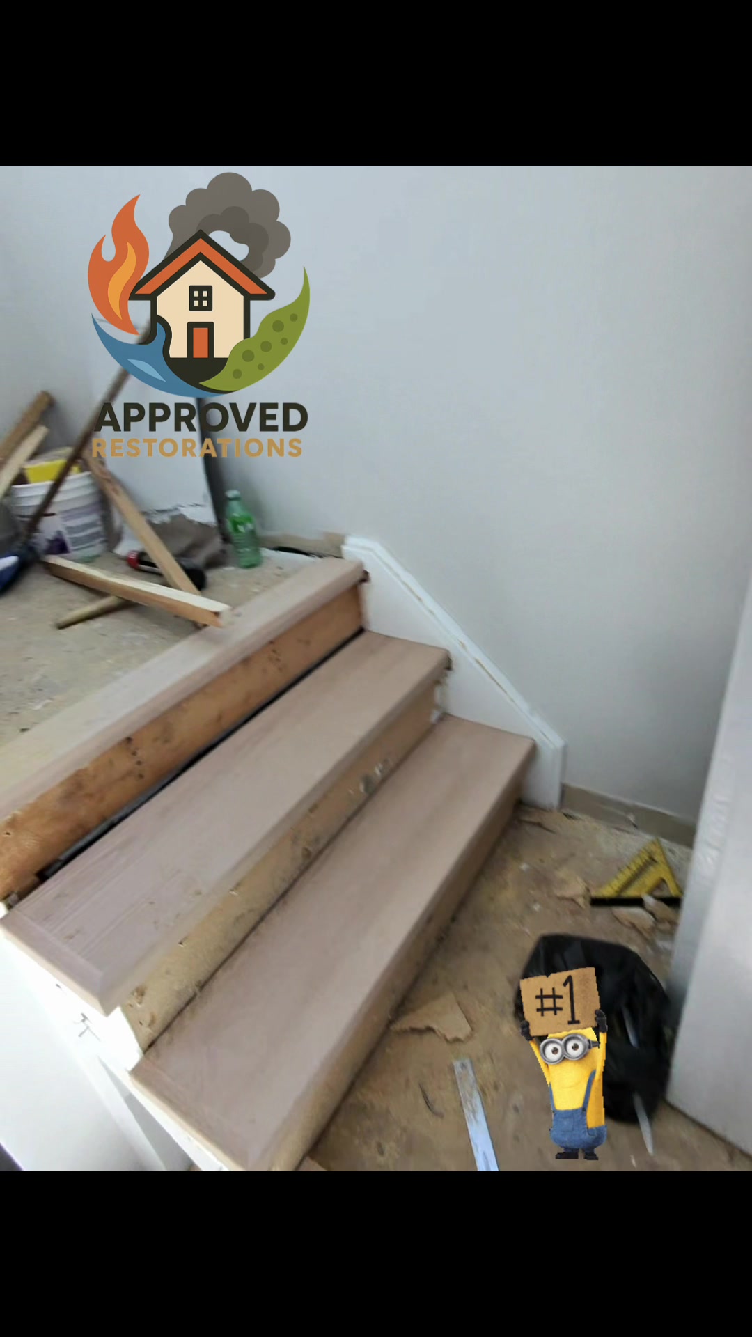With the tear-out complete on this Thornhill water damage claim, our crew is pushing hard through the reconstruction phase, laying down protective floor coverings across the upstairs hallways, organizing tools on the bare subfloors, and staging materials in the freshly painted bedrooms to rebuild the space from the ground up.