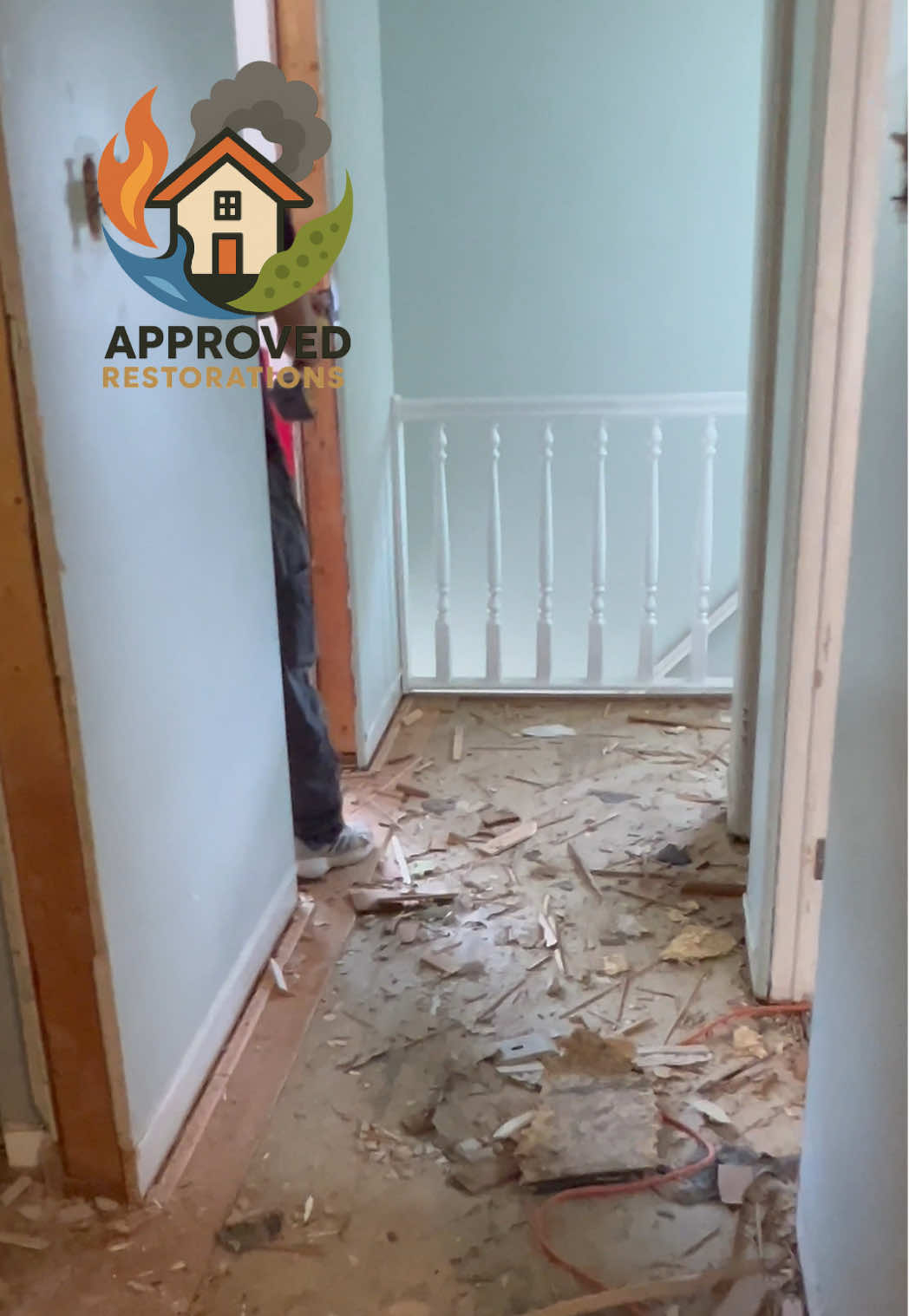 Our crew is well underway on an extensive upper-floor renovation in Newmarket, ripping up old flooring and pulling the bathroom ceiling down to the joists to prep for a full rebuild, all while keeping the bedroom furniture safely tarped and hauling the demolition debris straight out to the driveway trailer.