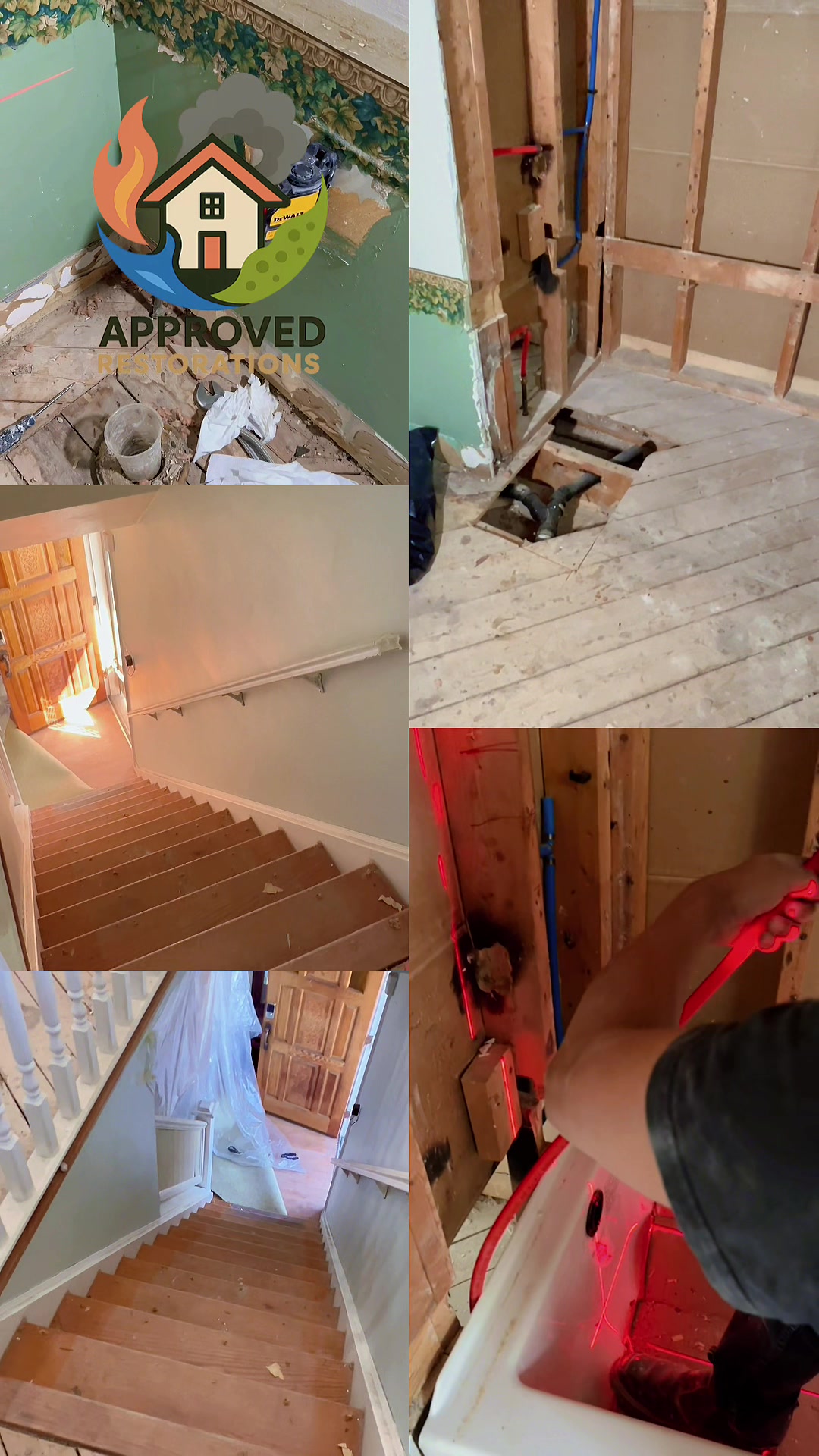 Kicking off a full upper-floor remediation and renovation in Newmarket, our crew is taking this bathroom right down to the bare studs and floor joists, ripping out the dated wallpaper and pulling the old tub to run fresh plumbing lines and prep the gutted space for a complete top-to-bottom rebuild.