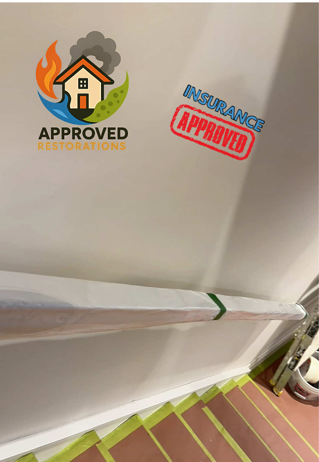 To tackle extensive water damage at this Richmond Hill home, our crew laid down protective stair runners and securely tarped the center furniture before stripping the compromised room right down to the bare studs, allowing our techs to clear out the final debris and prep the exposed framing for a complete rebuild.