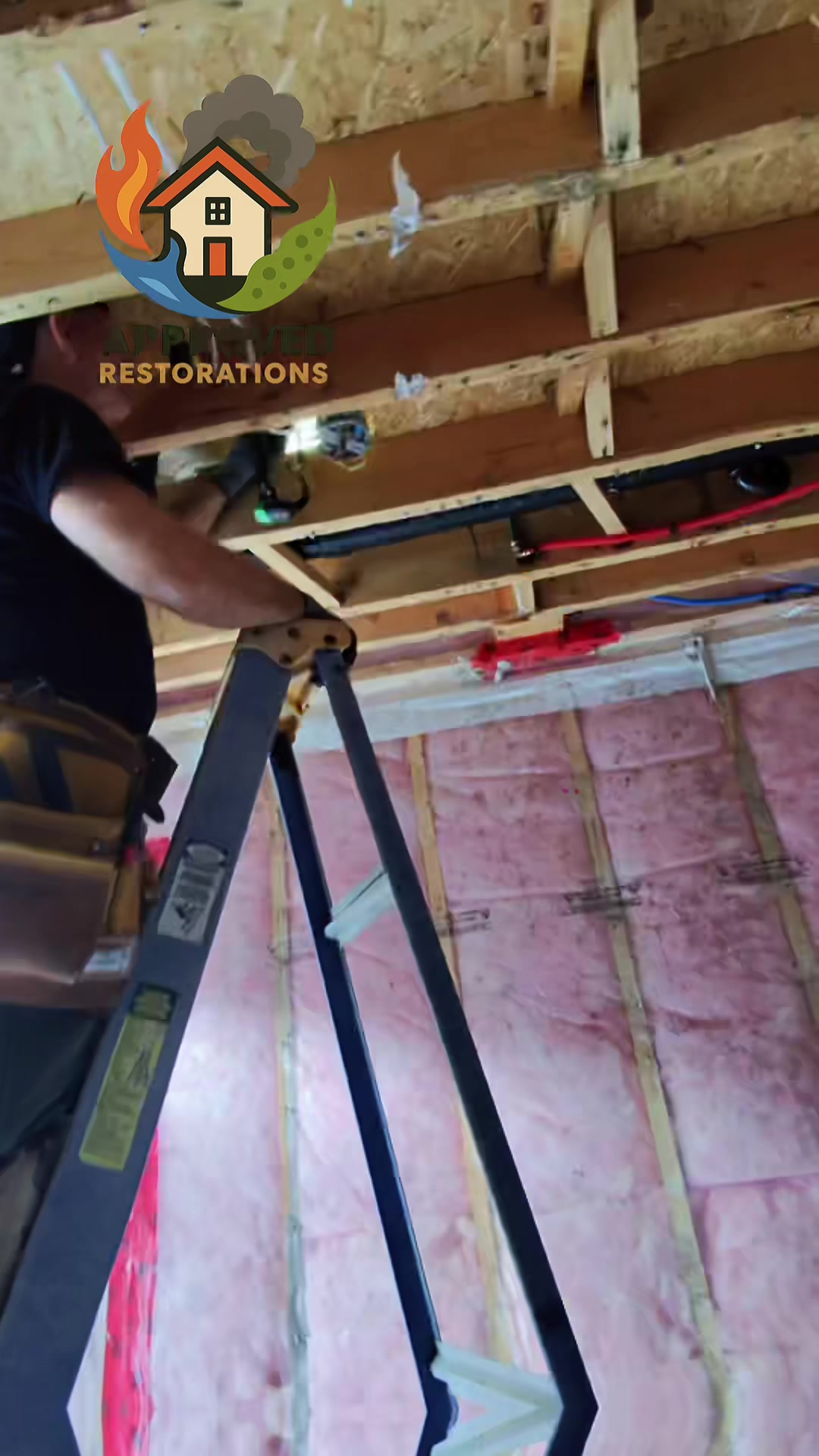 Chasing down the hidden source of a water damage claim at a Richmond Hill home means changing the plan when needed, so our crew is slicing directly through the bathroom drywall beside the shower to expose the real problem—a failed copper pipe joint—before we rip out the saturated framing and start the drying process.