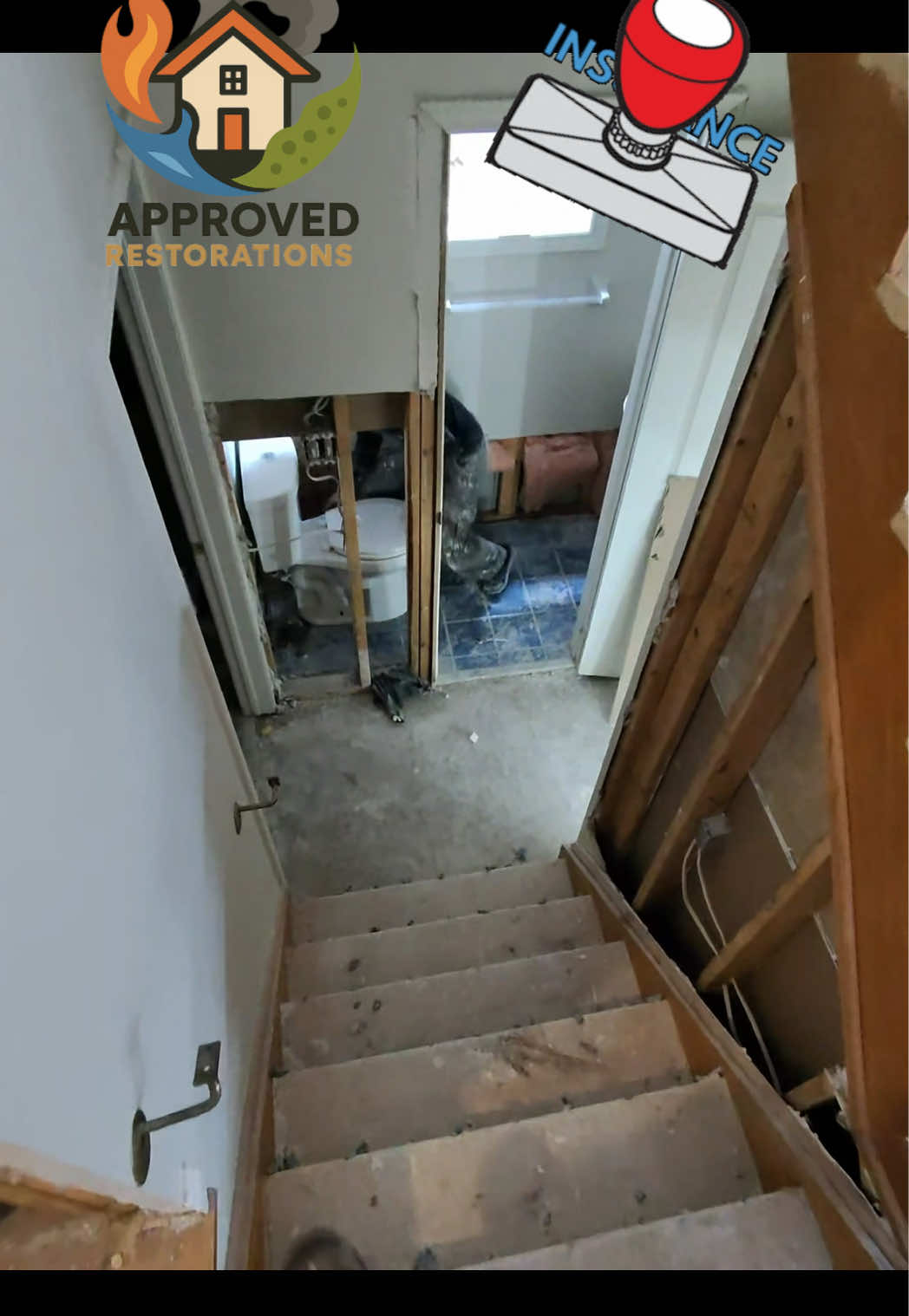 We're well into the reconstruction phase of this Richmond Hill water damage claim — our crew has already stripped and prepped the old popcorn ceilings upstairs, while downstairs, our techs are mudding fresh basement drywall and getting the exposed bathroom plumbing back in working order.