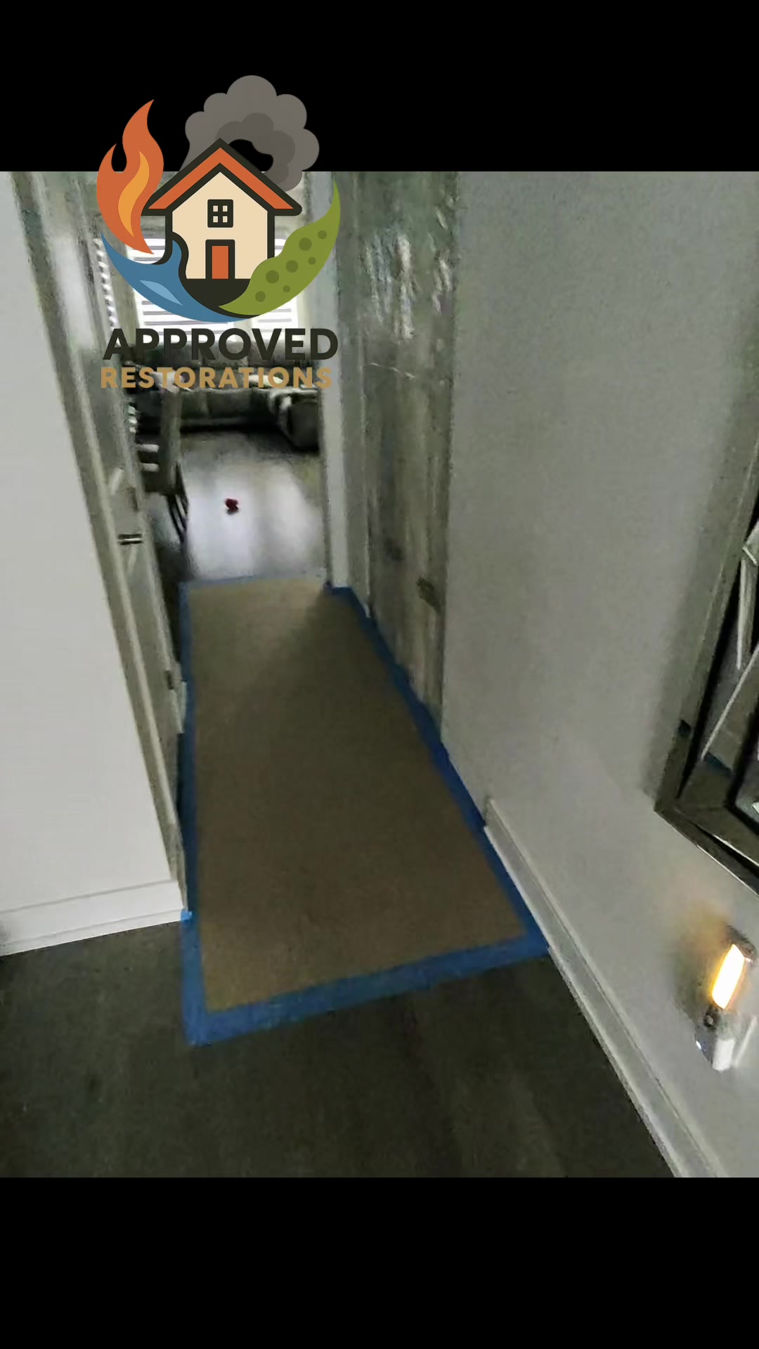 After a major upstairs bathroom leak sent water cascading through the kitchen, laundry room, and basement, our crew cut out the saturated drywall, opened up the ceilings around the leaking pot lights, and laid down temporary flooring so the family can safely stay in their home while we prep for a top-to-bottom rebuild.