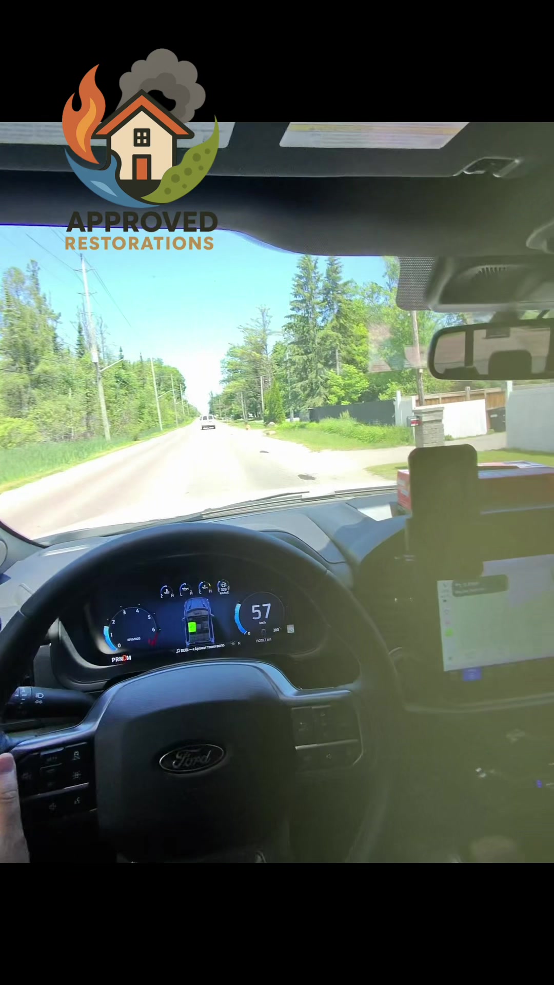 Cruising down a sunny stretch of road in the work truck, our crew is gearing up for a major roof repair after a sudden leak pushed water straight through the ceiling, stepping in to handle the complicated insurance claim while we tear out the saturated drywall and get the structure fully dried.