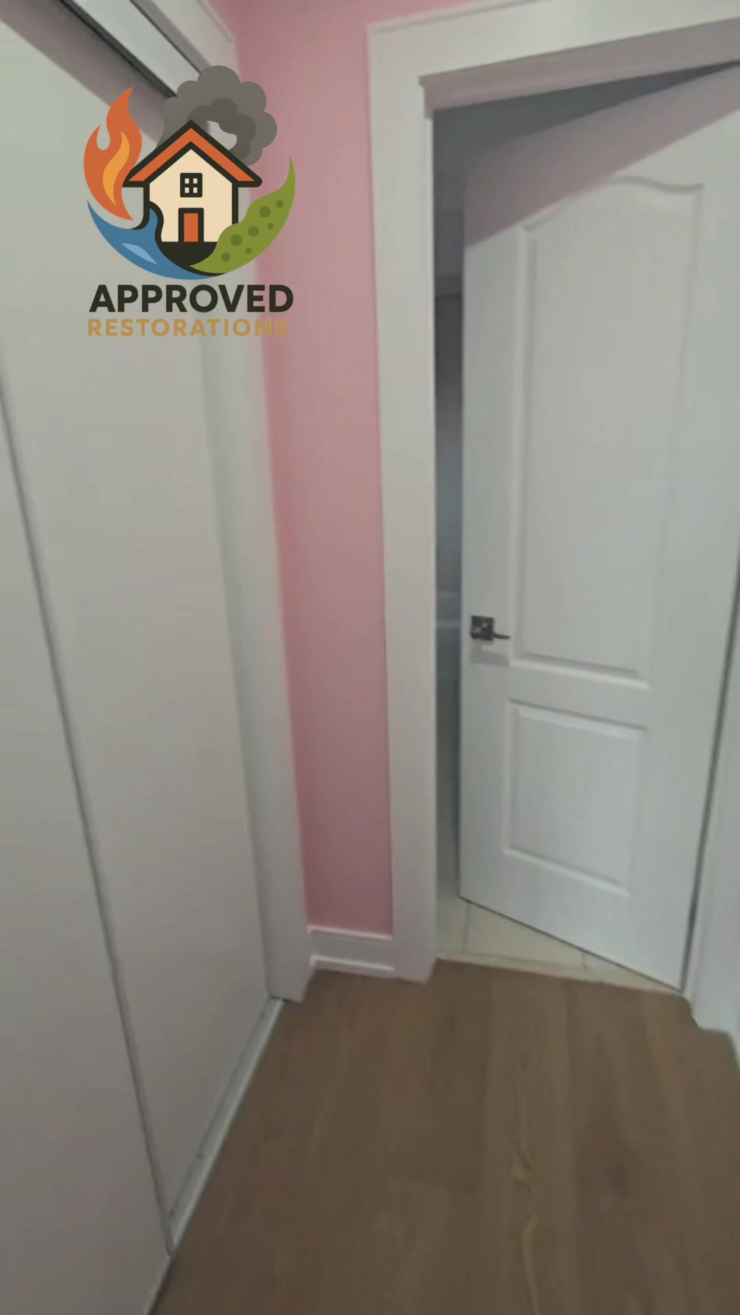 Wrapping up major renovations at this Vaughan home after severe water damage led to a full-scale insurance claim, our team is finally moving past the messy tear-out phase to dial in the finishing touches, laying seamless wood-plank flooring up to the bathroom tile and framing out freshly painted pink walls.