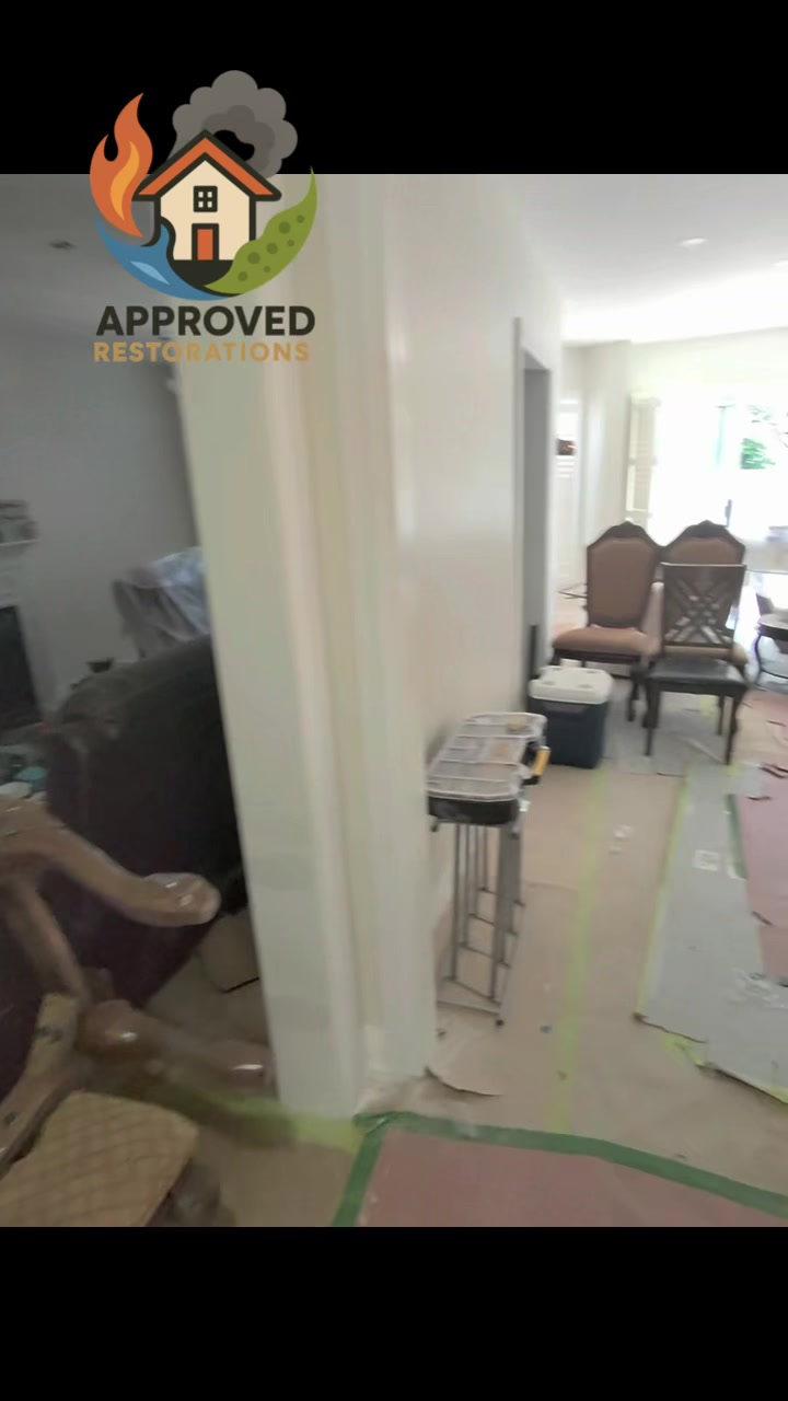 After a major flood devastated three floors of this Vaughan home, our crew is in the final stretch of a top-to-bottom rebuild, hanging fresh kitchen cabinets downstairs while we wait on custom glass to finish a fully modernized, marble-tiled bathroom that looks a world apart from the original water damage.